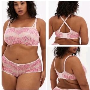 NWT Torrid 42C Pink Lace Bandeau Multiway Unlined Balconette Bra